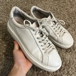 Arne Basic Essential White Leather Trainer Sneakers Shoes Size 11